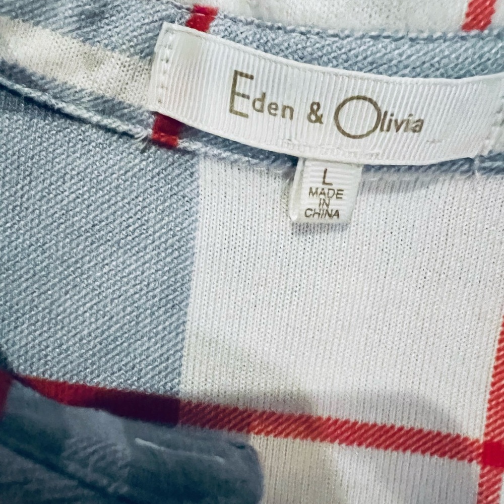 Eden & Olivia plaid high-low shirt size large - Picture 9 of 9